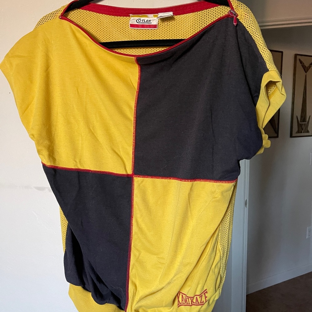 Olle Yellow and Black Patchwork Top